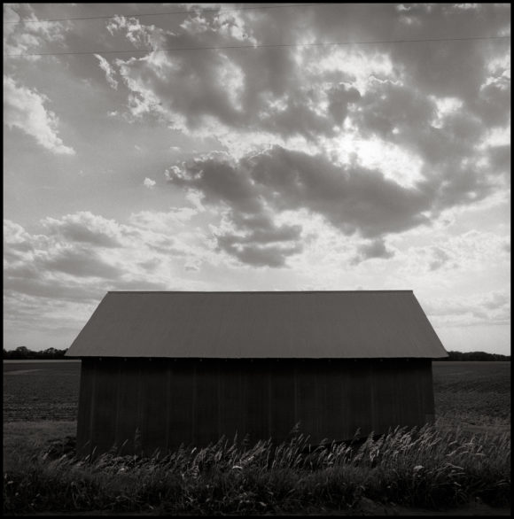 Shed, Grass, Clouds